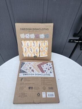 Swedish Dishcloths - Yellow Leaf Print
